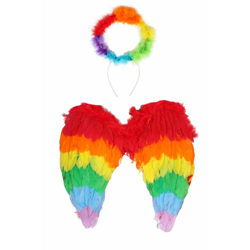 Pride Light-Up Rainbow Wings and Halo Set – Glowing Accessory for Pride Month & Festivals