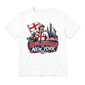 Adults Football T-Shirt | Men's & Women's Funny England Supporter Tee | White "New York Englishman" Graphic Top