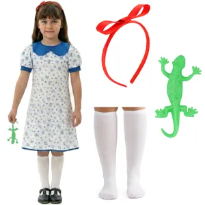 Childs Bookworm Costume | 4 Pcs | Dress, Bow Headband, Socks & Lizard Toy