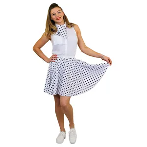 Ladies Short Polka Dot Skirt - White/Black