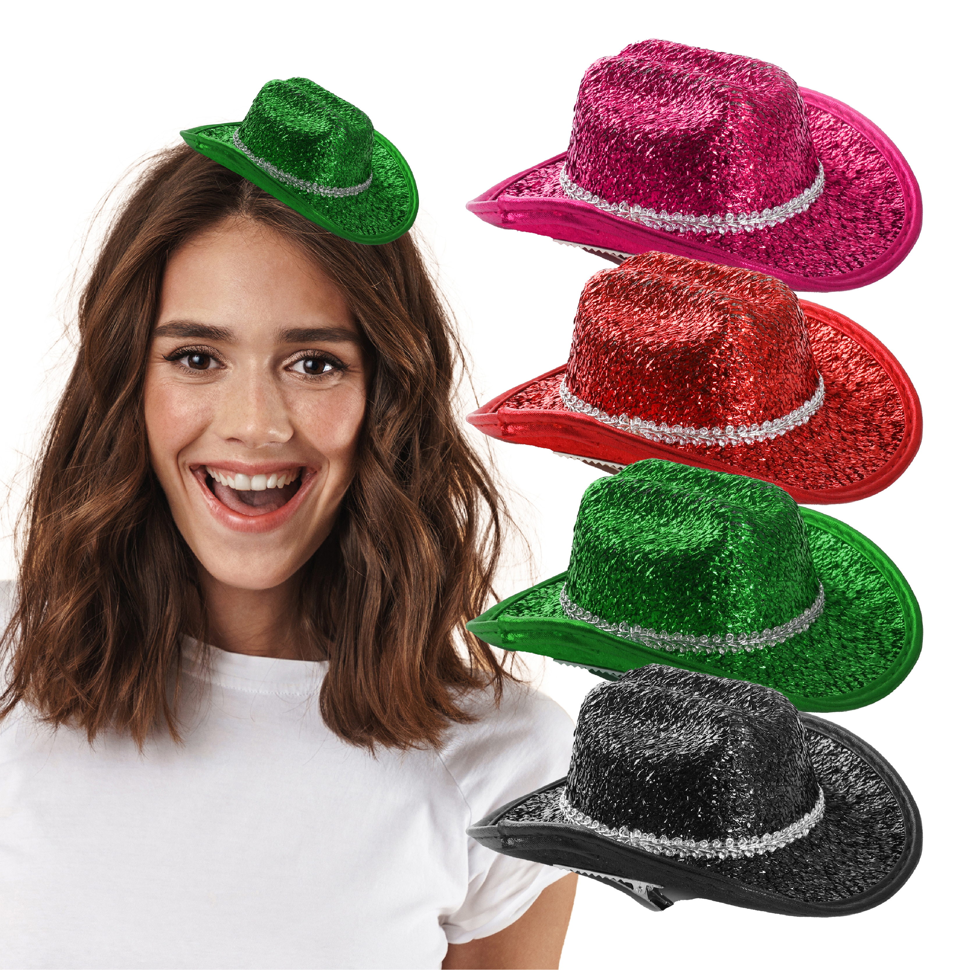 Mini Green Sparkling Cowgirl Hat