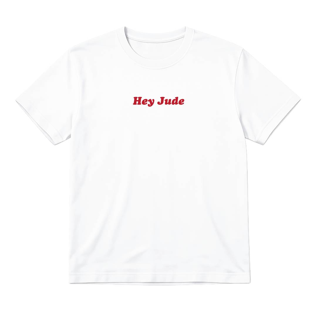 Adults “Hey Jude” T-Shirt | Men's & Women’s England Football Supporter Tee | White Slogan Top