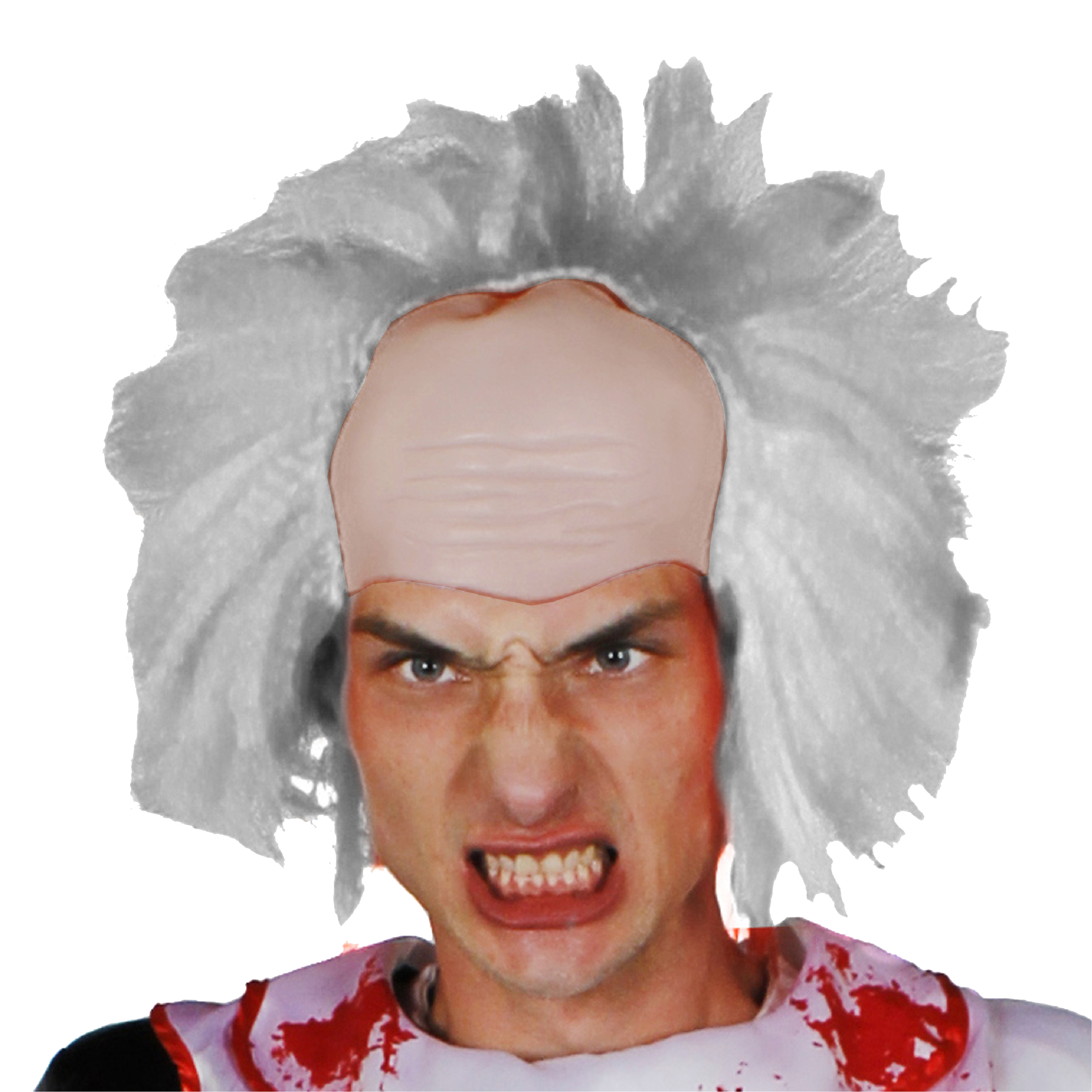 Bald Cap with Attached White Hair