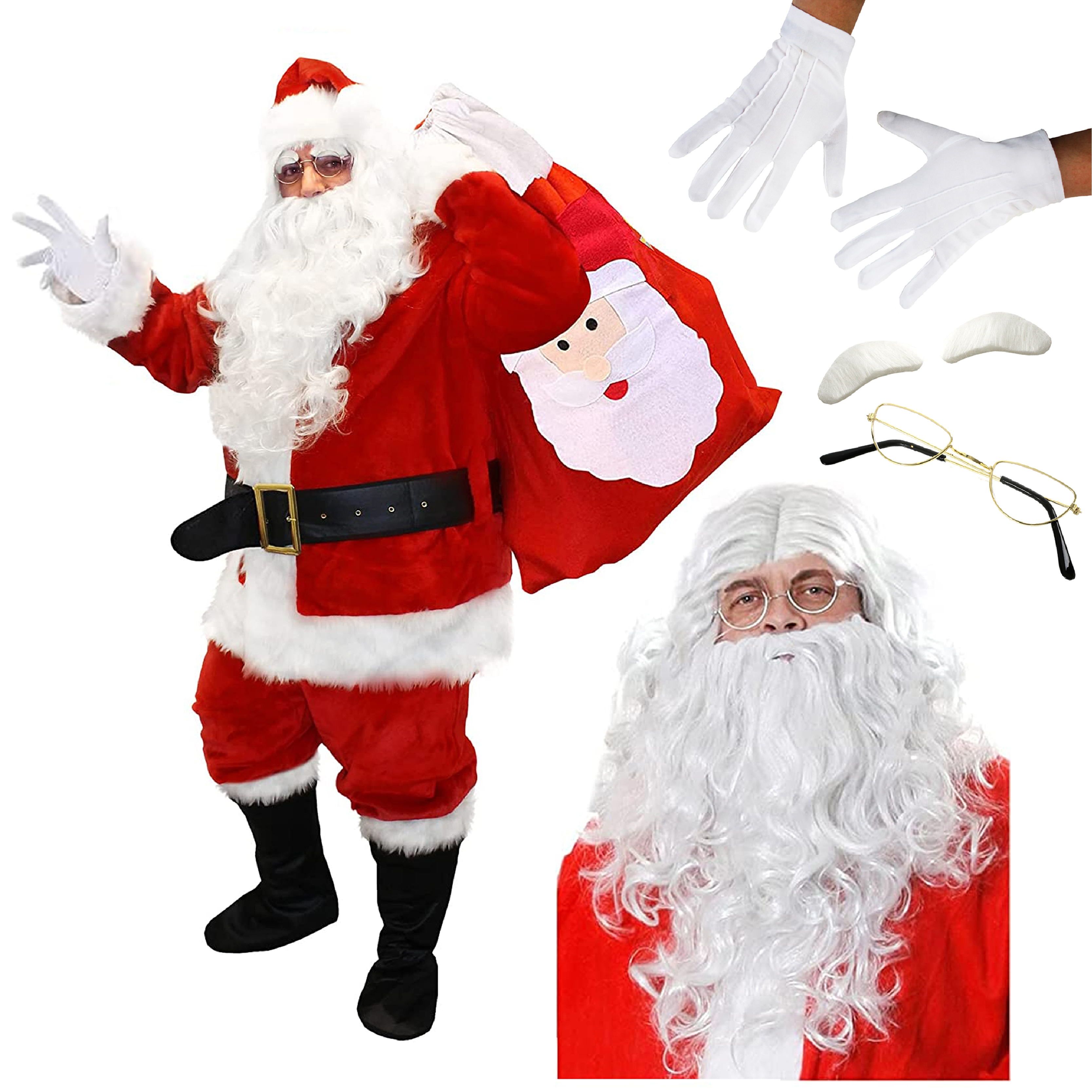 12 Piece Deluxe Santa Costume Set without Bell