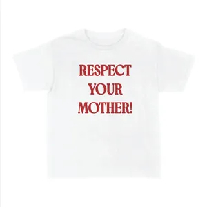 Ladies Pop-Inspired Concert T-Shirt | White Baby Tee | "RESPECT YOUR MOTHER" Red Print