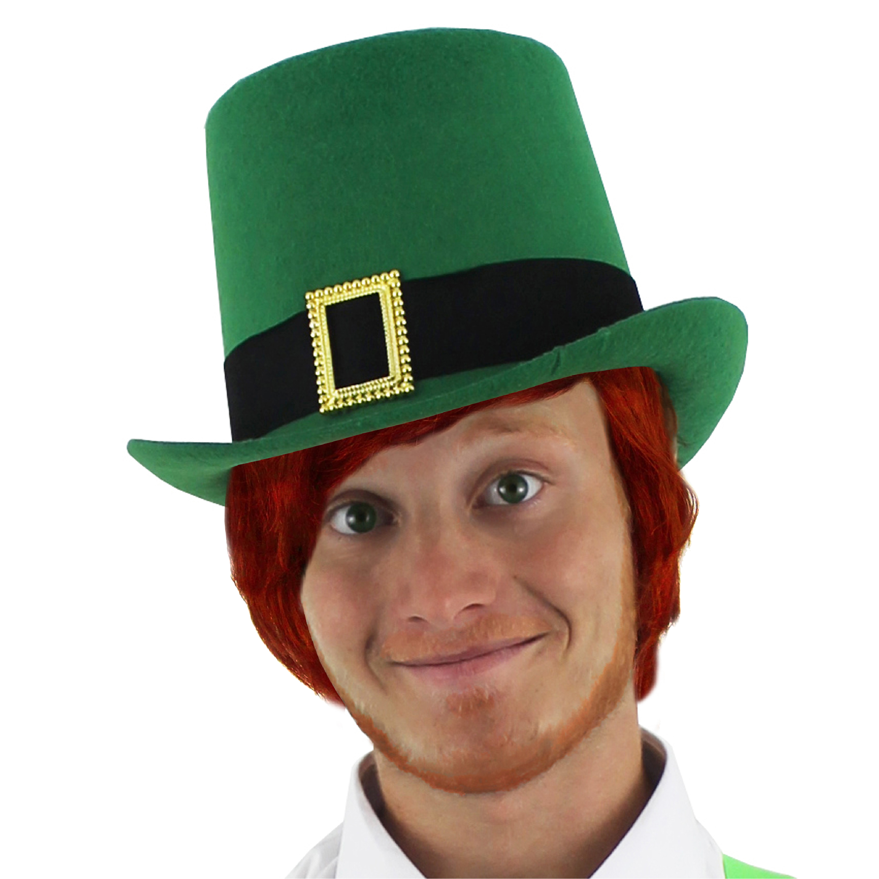 Irish Buckle Top Hat with Short Red Wig