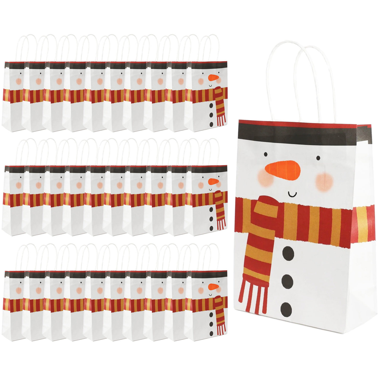 Pack of 30 Snowman Christmas Paper Bag with Handles