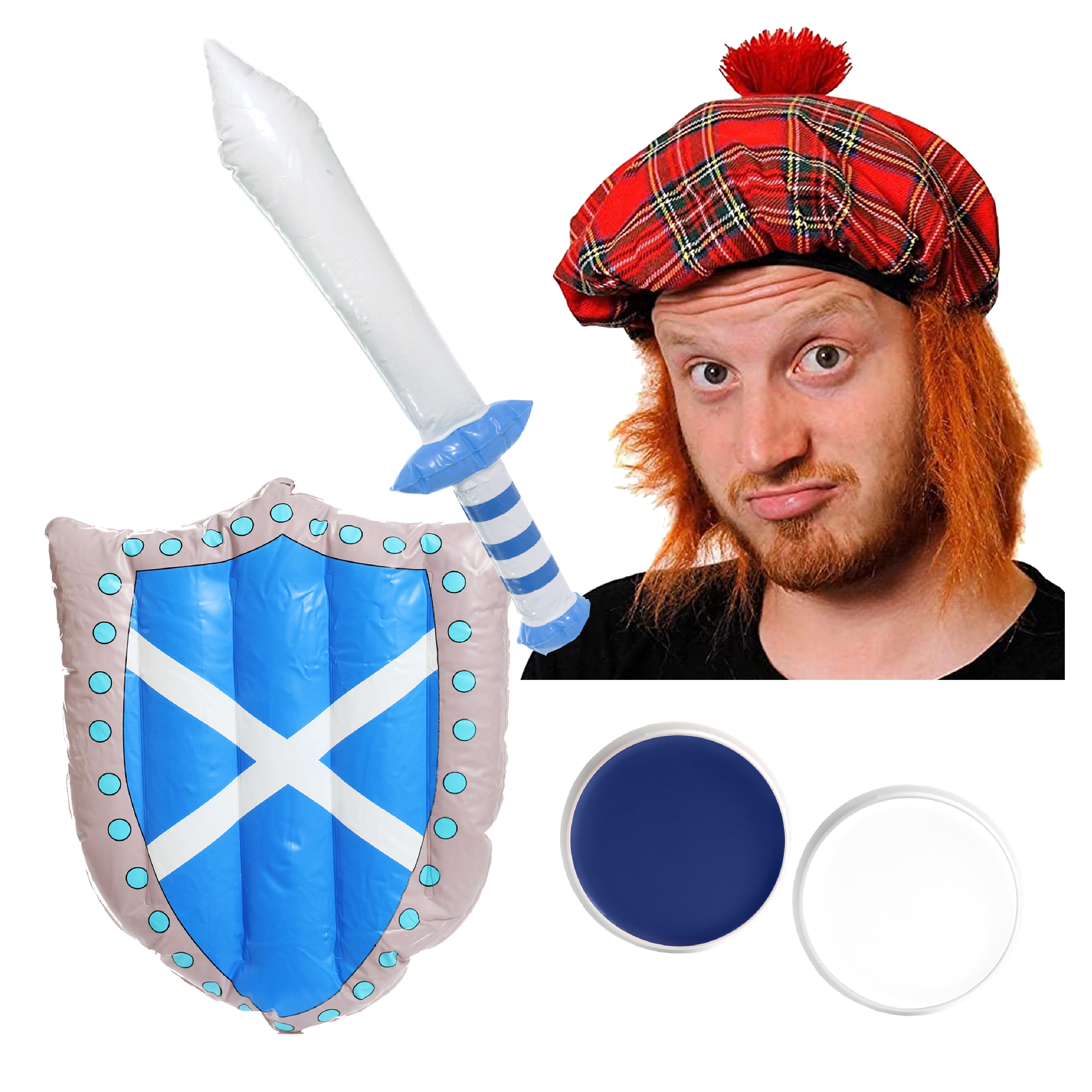 Scotts Inflatable Sword & Sheild Set with Tam O Shanter and Face Paint