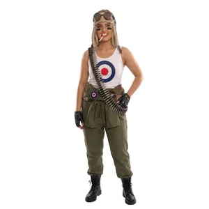 Ladies Tank Rebel Costume | 9 Pcs | Jumpsuit, Vest, Hat, Goggles, Gloves, Belt, Fake Cigarettes & Lip Sticks