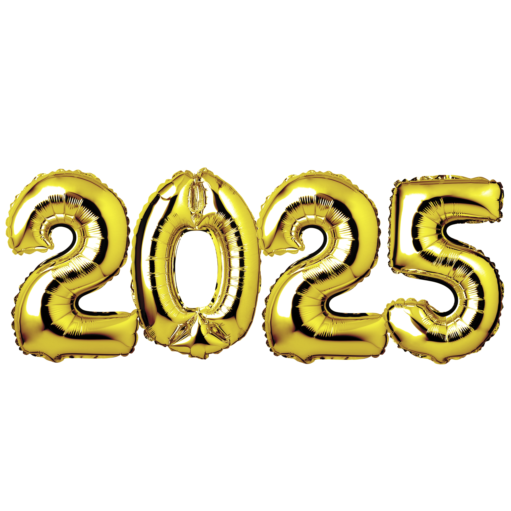 34" Giant Foil Gold 2025 New Years Balloon Set