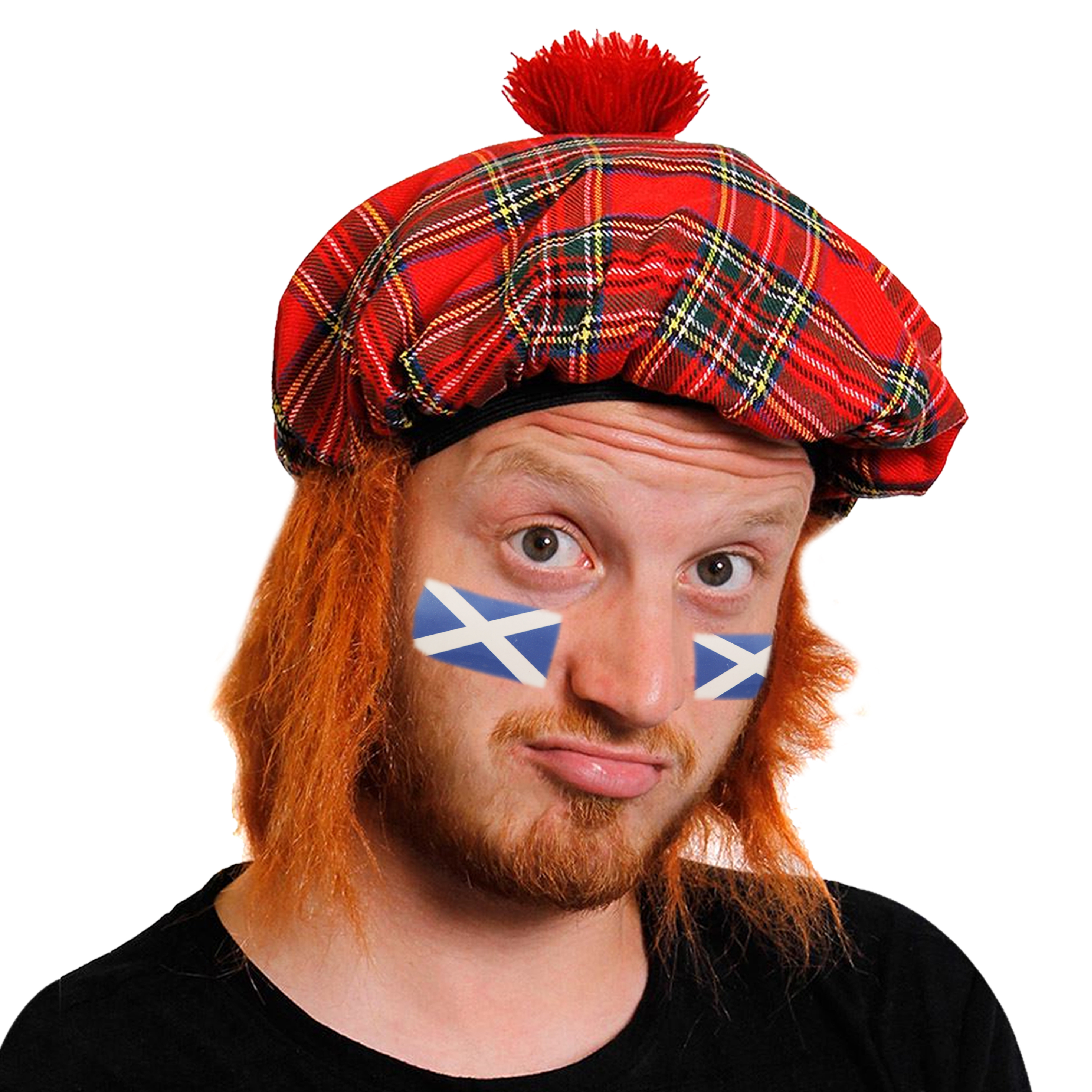 Scottish Tam O Shanter Hat & Temporary Flag Tattoo