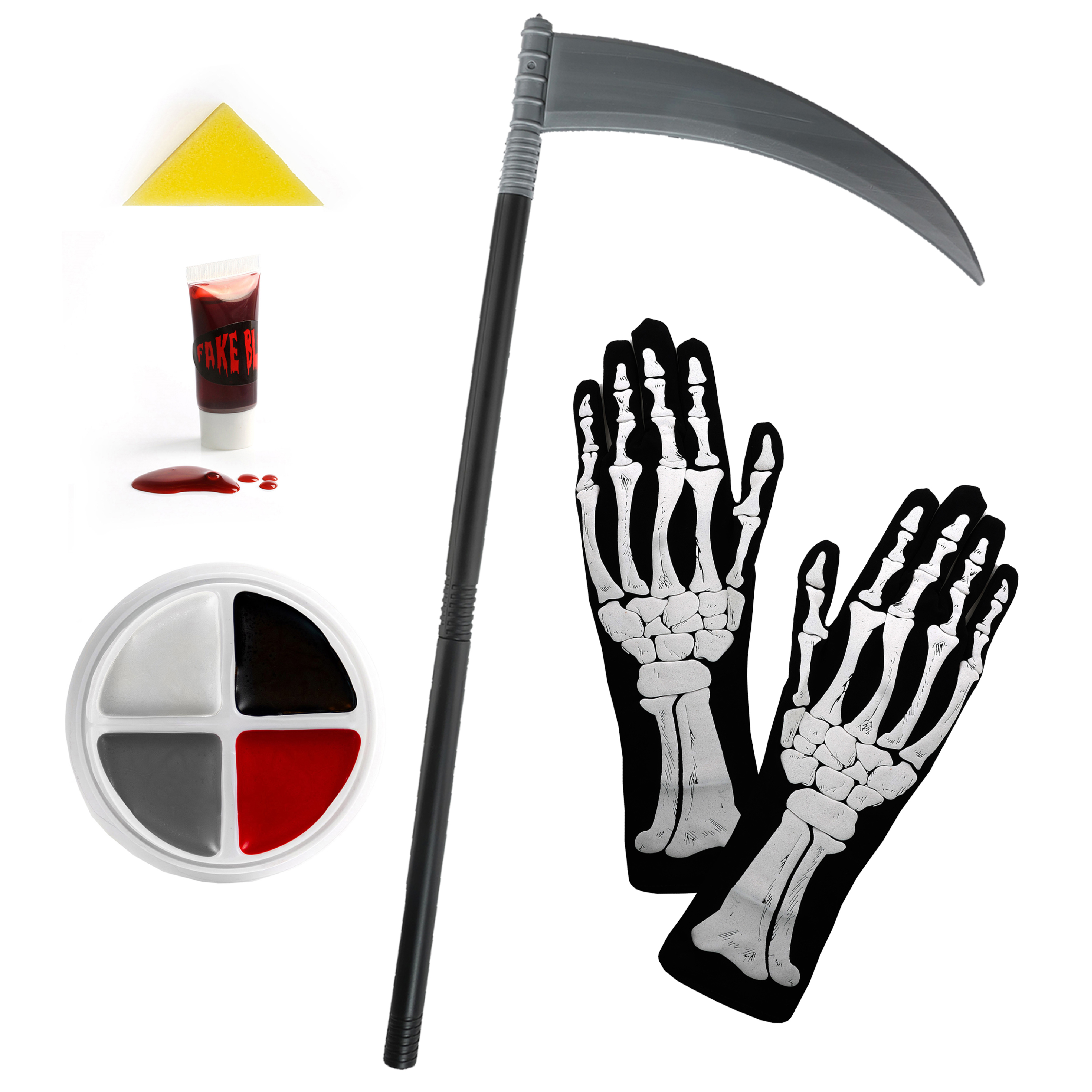 Reaper Accessory Set - Skeleton Gloves, Scythe & Face Paint