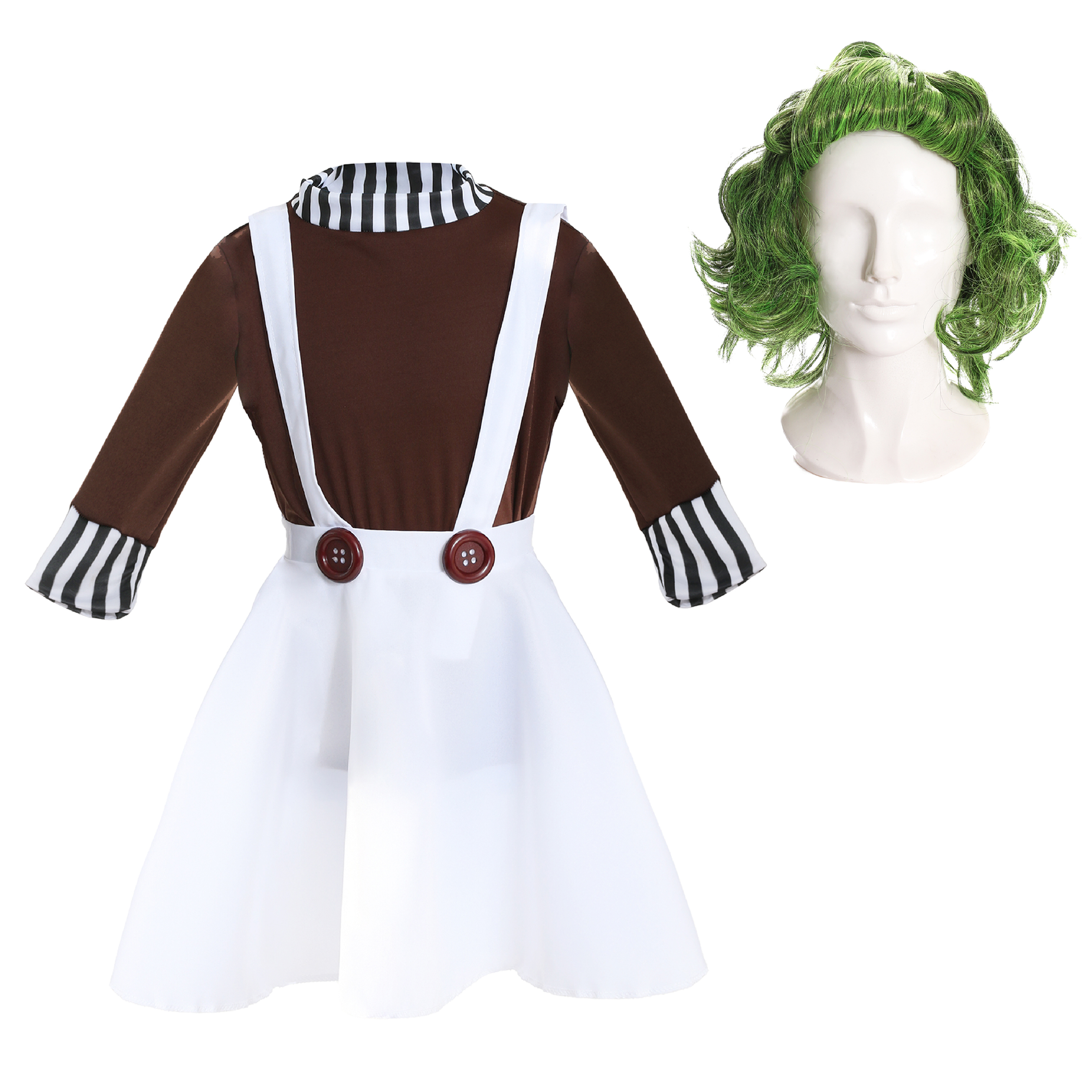 Girls Chocolate Factory Worker Costume - with Wig