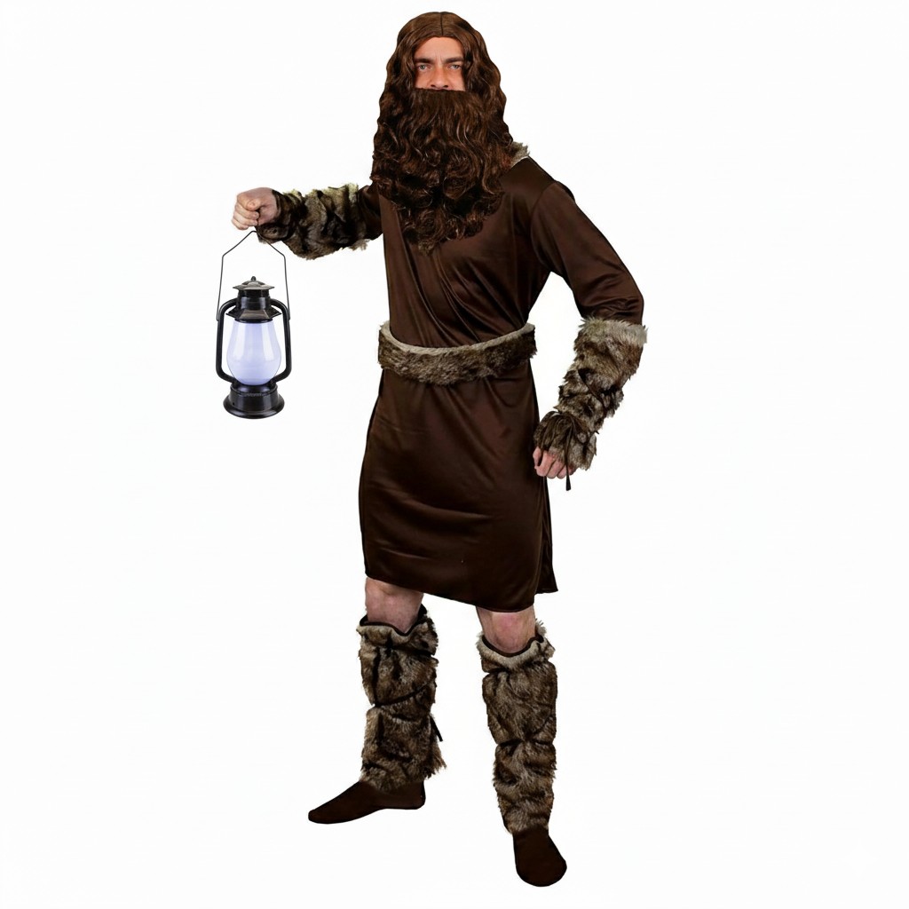 Adults Magical Groundskeeper Costume | 7 Pcs | Tunic, Belt, Arm Covers, Boot Covers, Wig, Beard & Lantern