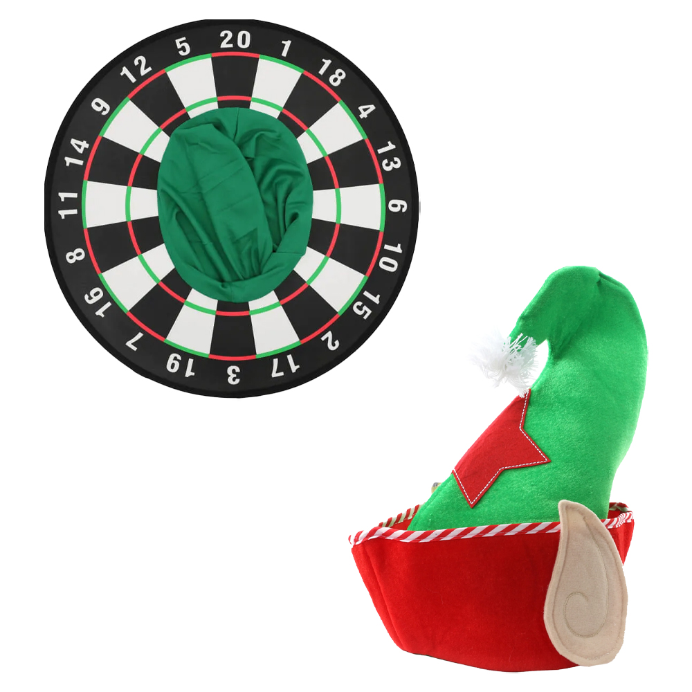 Adults Dartboard & Elf Hat Set