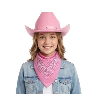Childs Pink Studded Cowboy Hat & Pink Paisley Bandanna
