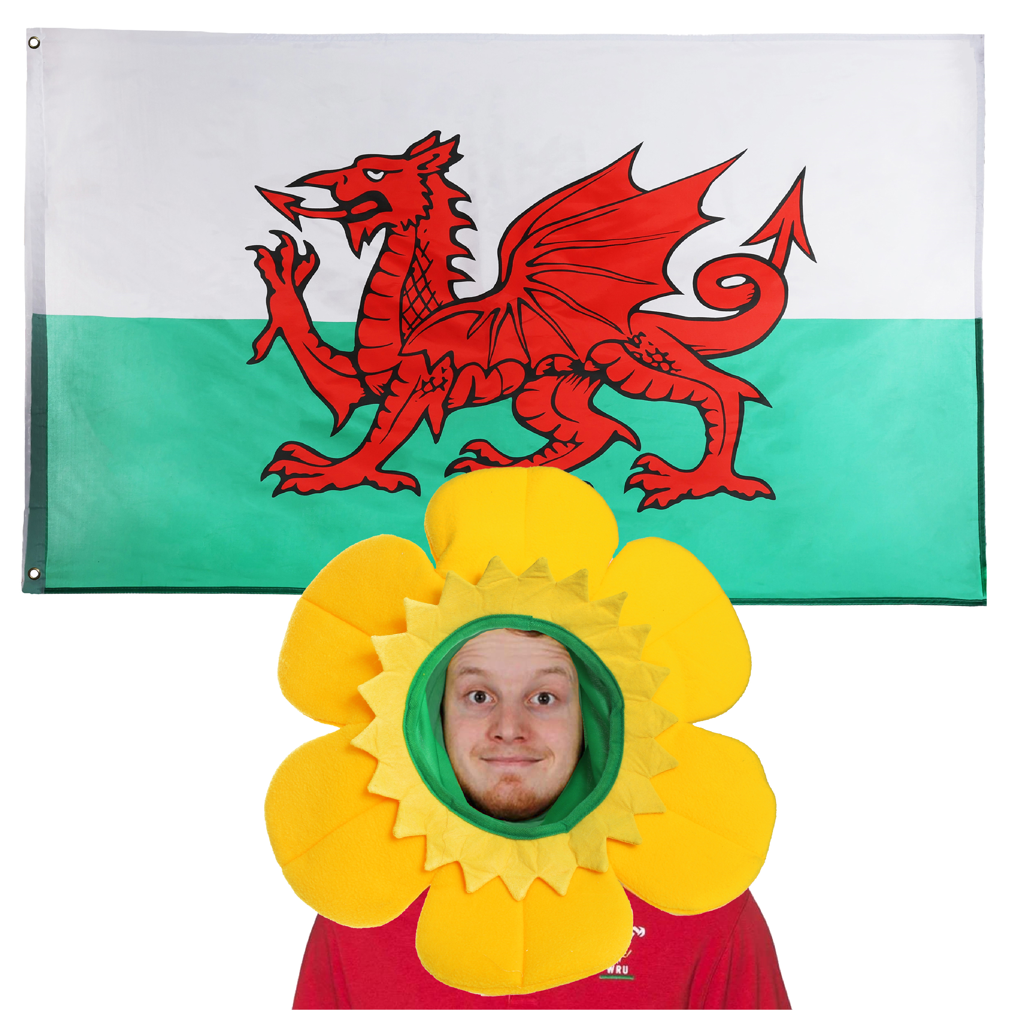 Wales Yellow Daffodil Hat & Large 5ft x 3ft Flag
