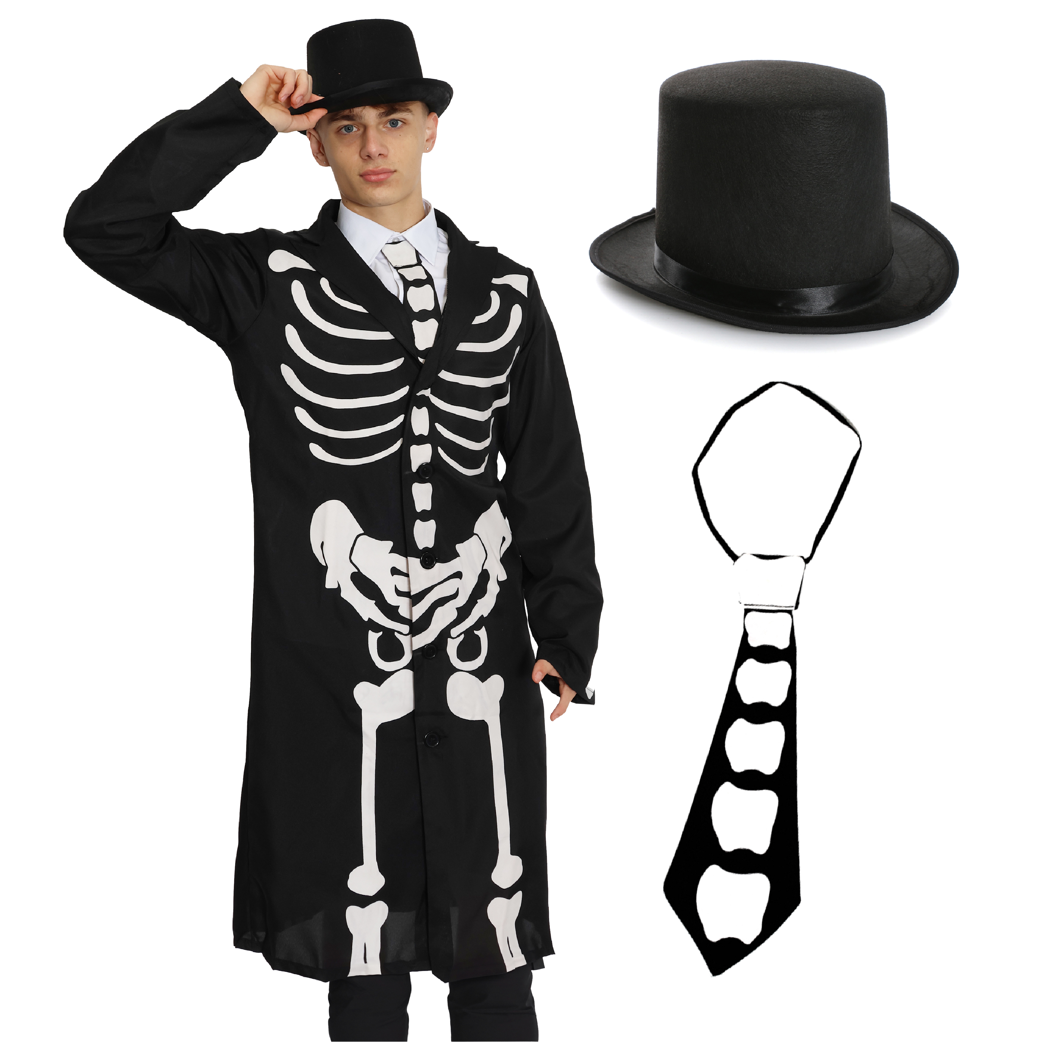 Adults Skeleton Costume - with Top Hat