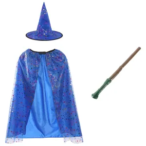Girls Blue Witch Costume Set - Wand