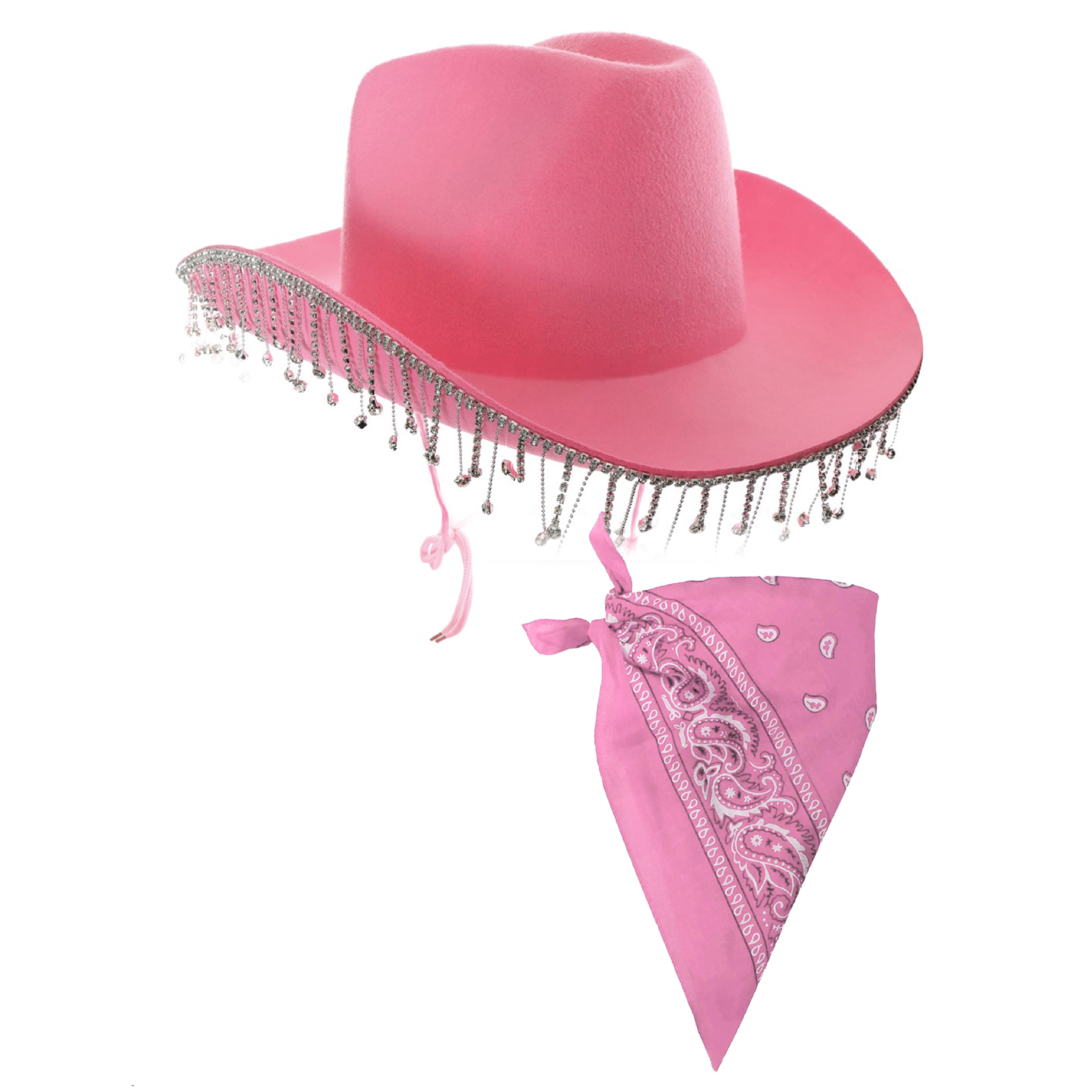 Pink Cowboy Hat with Diamantes & Bandana