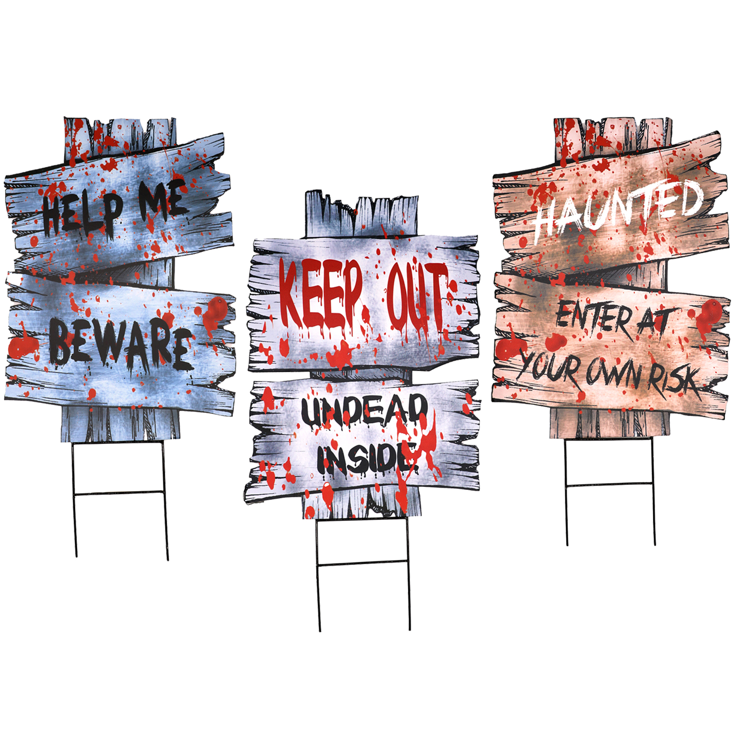 Halloween Signs - 3pc Halloween Decoration - 50cm 19 1/2 Inch