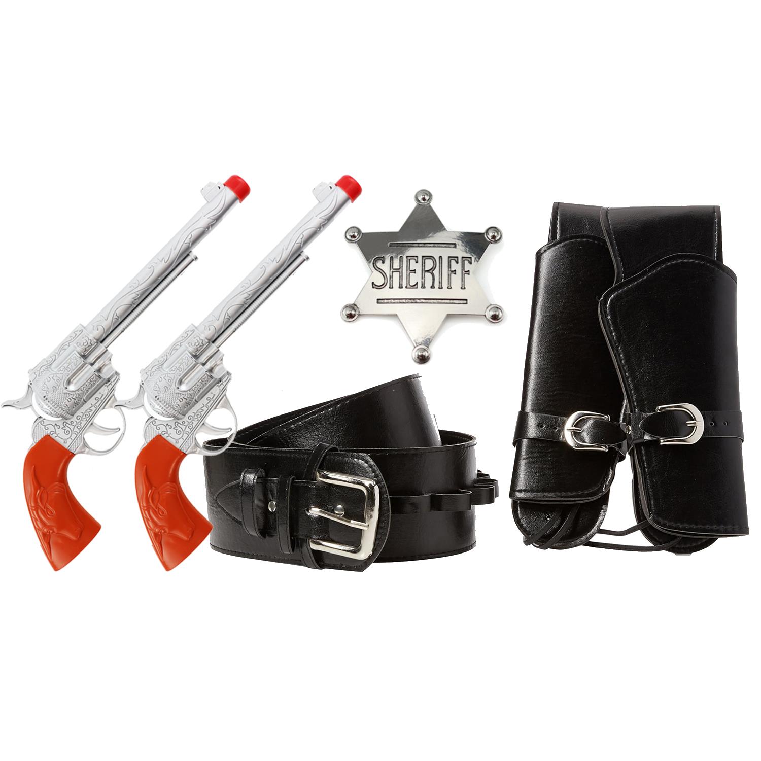 Adults Cowboy Accessory Set | 3 Pcs | Plastic Pistols, Holster & Badge