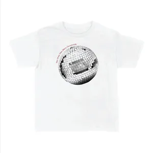 Ladies Pop-Inspired Concert T-Shirt | White Baby Tee | Disco Ball Print