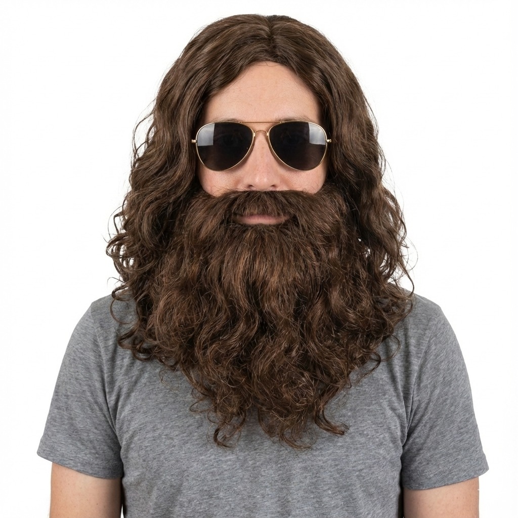 Adults Hungover Man Accessory Set | 3 Pcs | Wig, Beard & Sunglasses