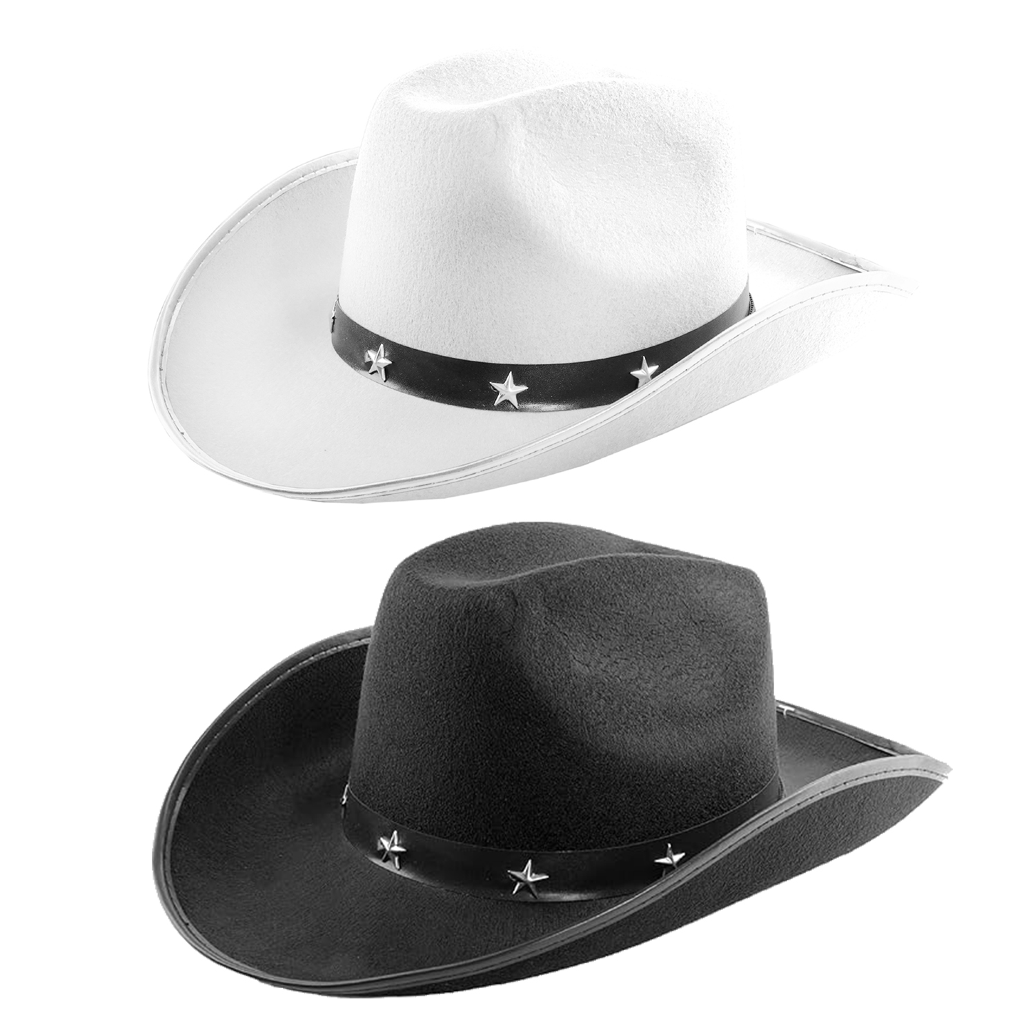 White & Black Star Studded Cowboy Hat Set