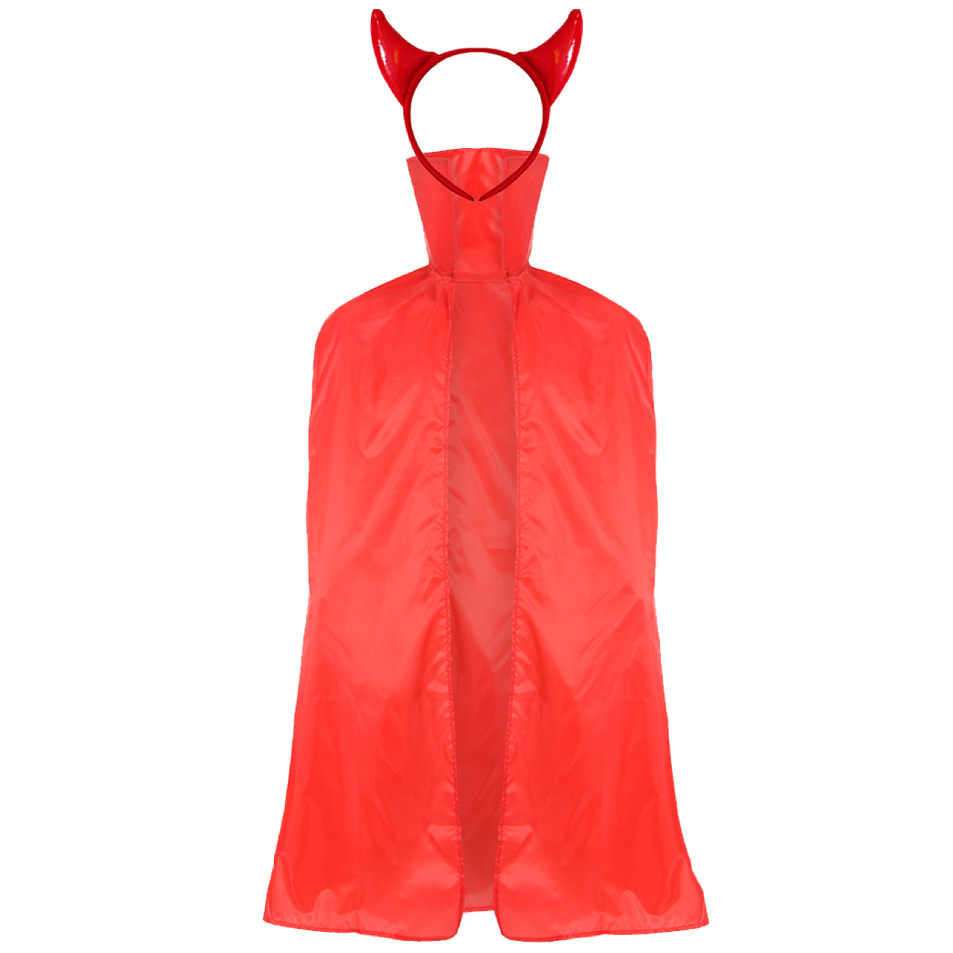 ADULT 56 INCH RED CAPE AND HORNS DEVIL