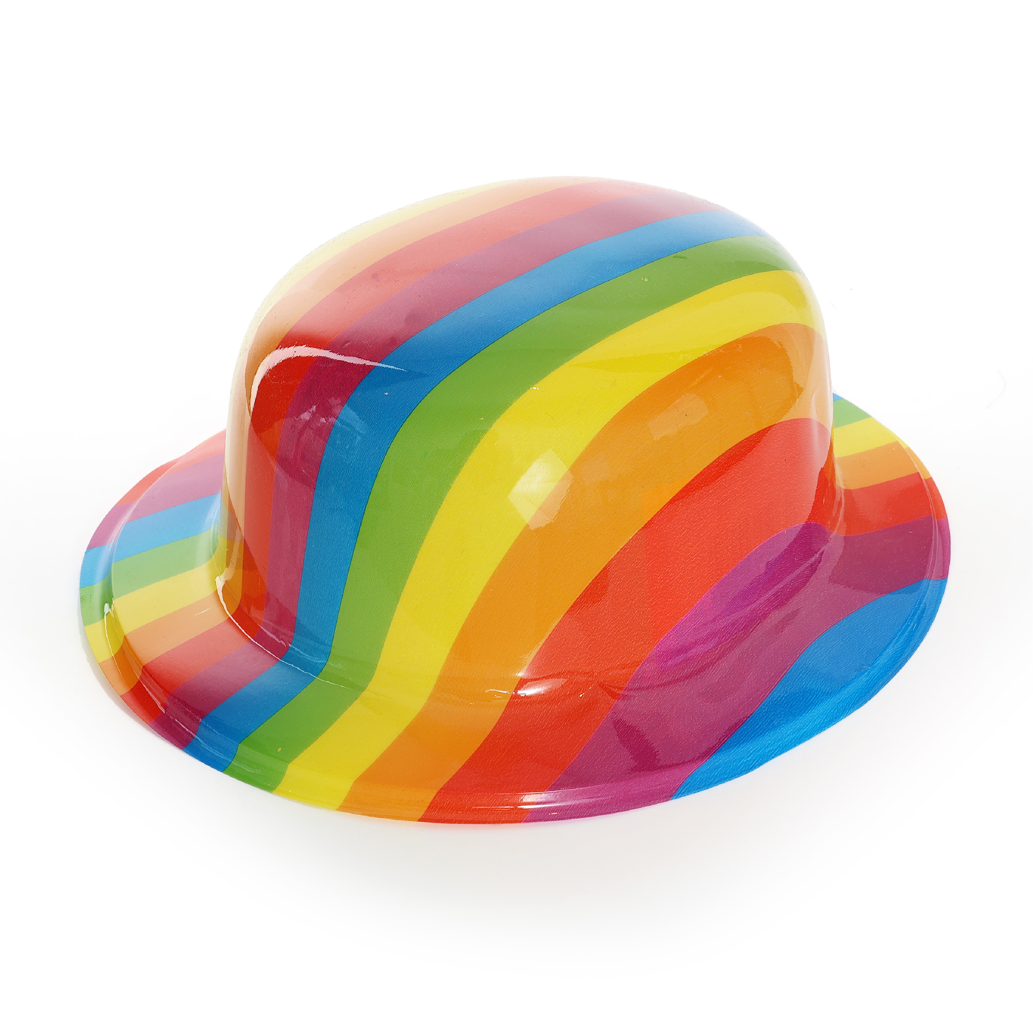 Rainbow Plastic Bowler Hat