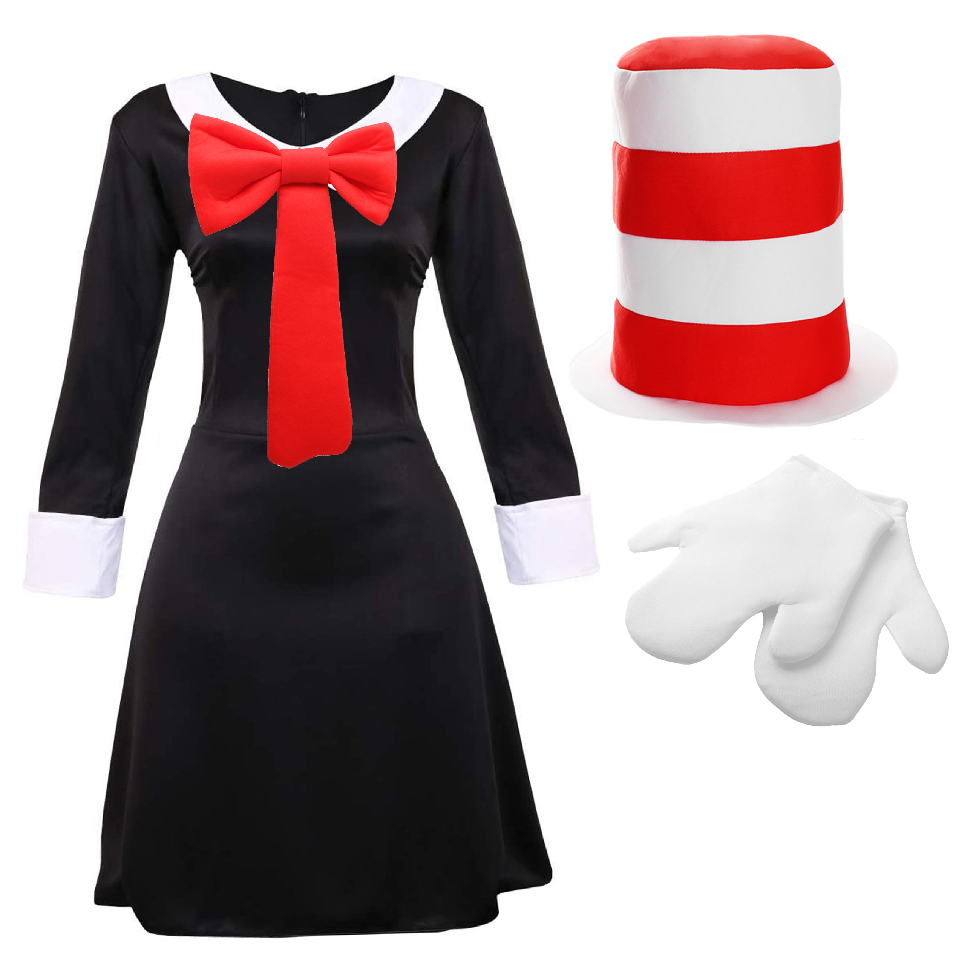 Ladies Crazy Cat Costume Set - Hat & Gloves