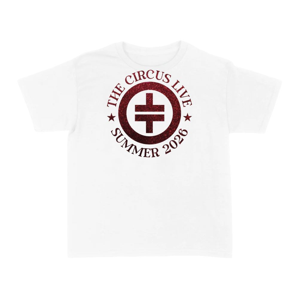 Adults Circus Tour T-Shirt | Unisex White Fan Tee with Red & Black Vintage Print