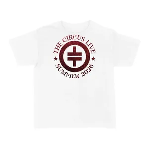 Adults Circus Tour T-Shirt | Unisex White Fan Tee with Red & Black Vintage Print