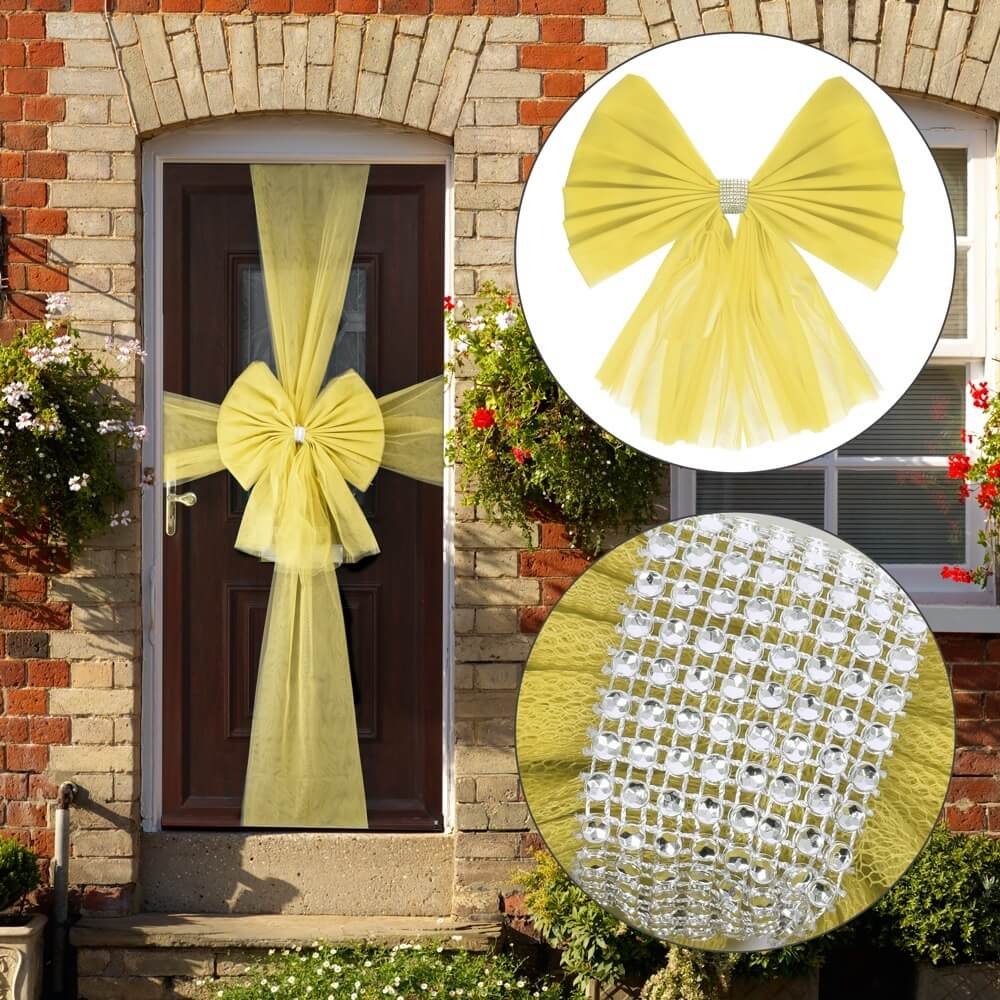 Large Gold Christmas Door Bow Diamante Decoration