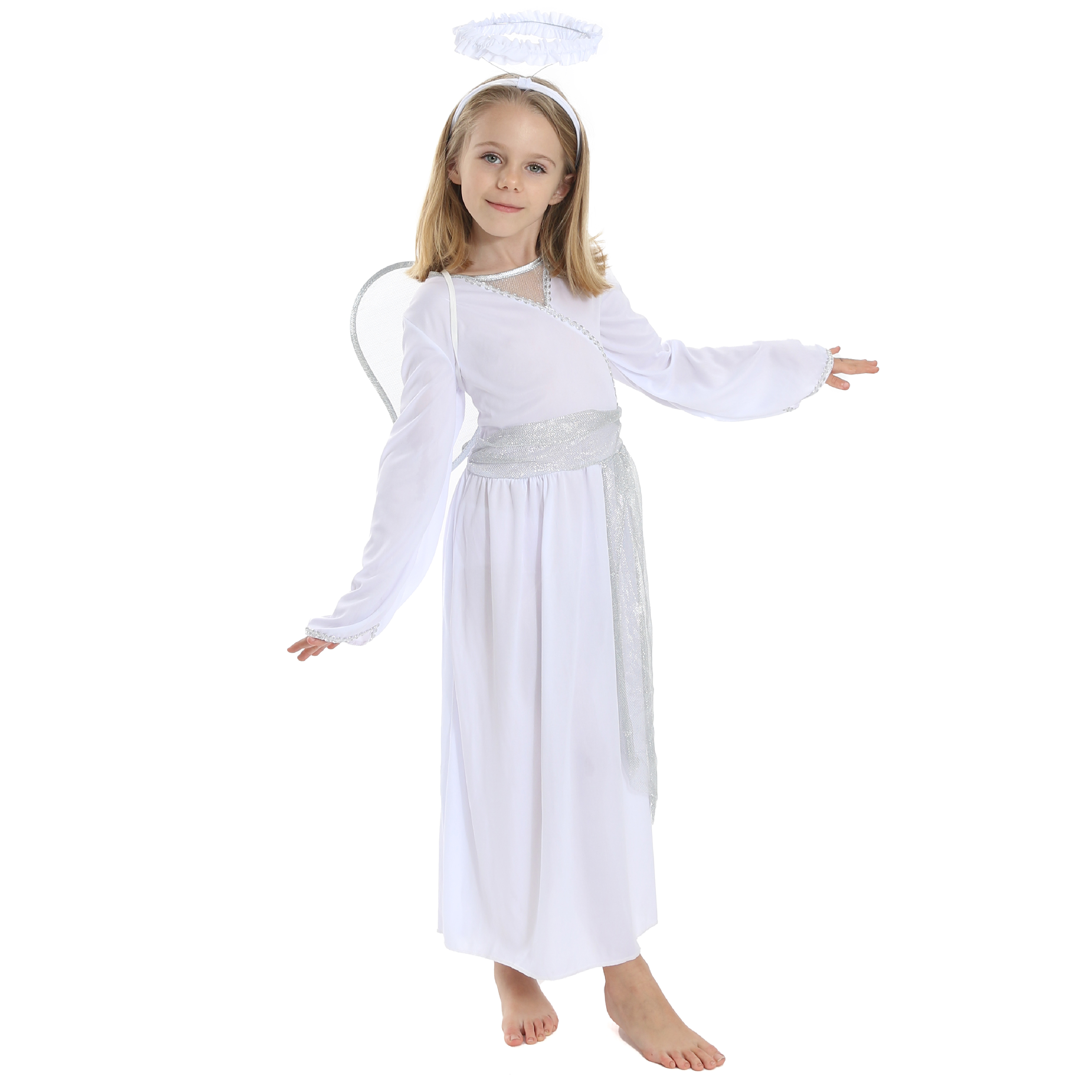 Girls Angel Costume Christmas School Nativity Outfit Kids