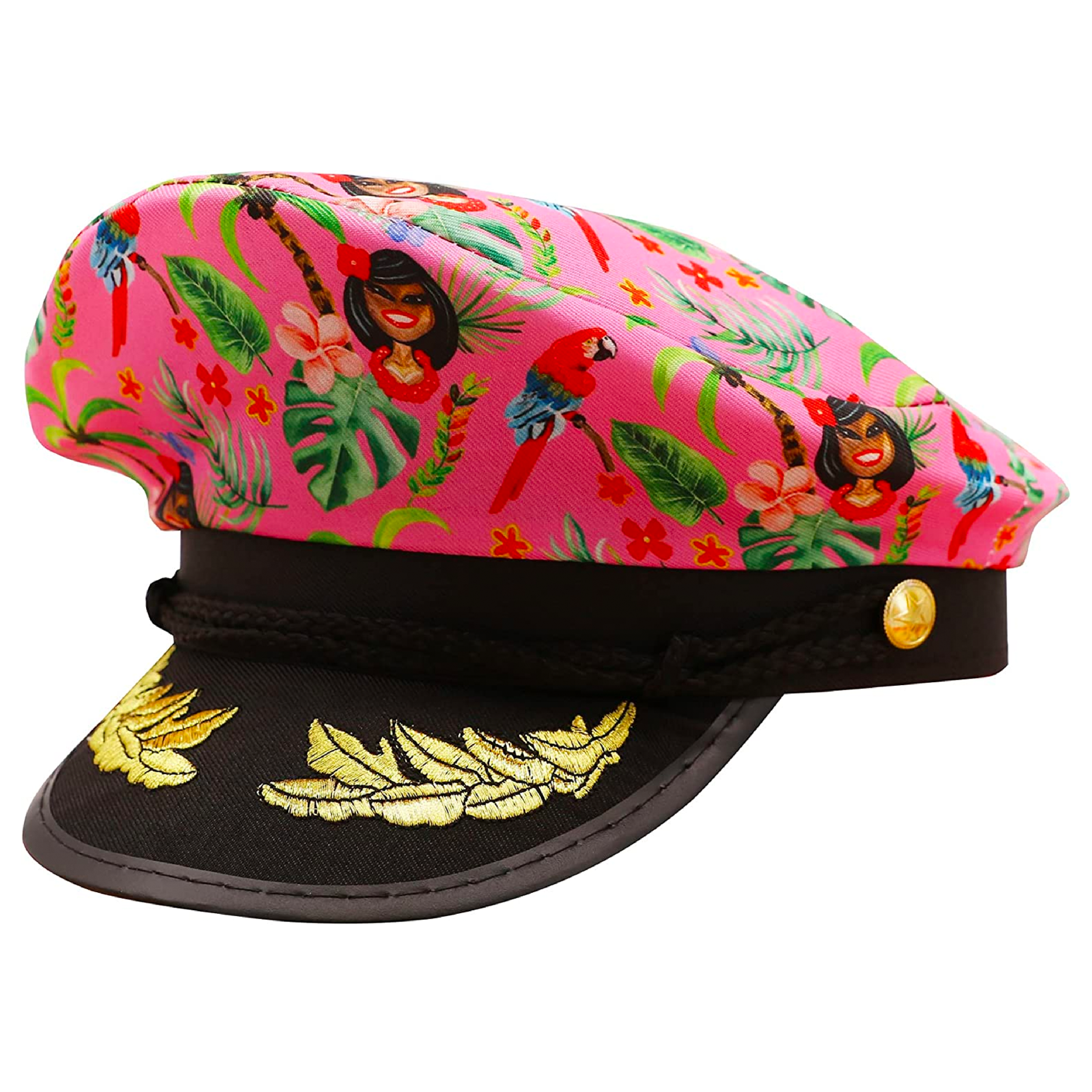 Pink Hawaiian Print Hat