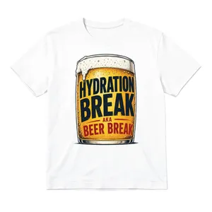 Adults Hydration Break Football T-Shirt | Men's & Women's Funny England Supporter Tee | White "Hydration Break, Beer Break" Beer Graphic Top