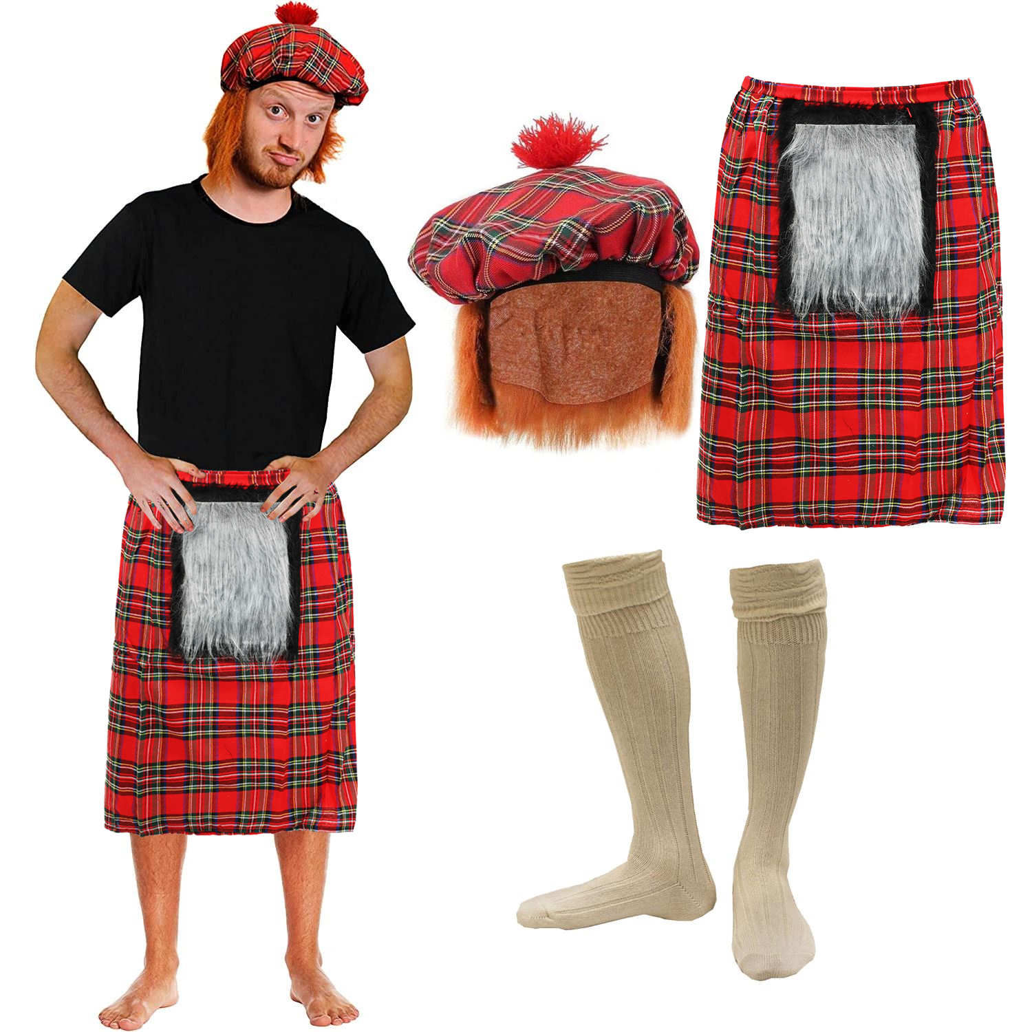 Scottish Tartan Kilt & Socks with Tam O Shanter