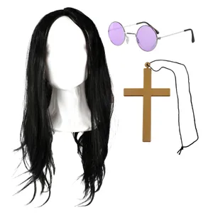 Prince of Darkness Accessory Set | 3 Pcs | Wig, Glasses & Cross Necklace
