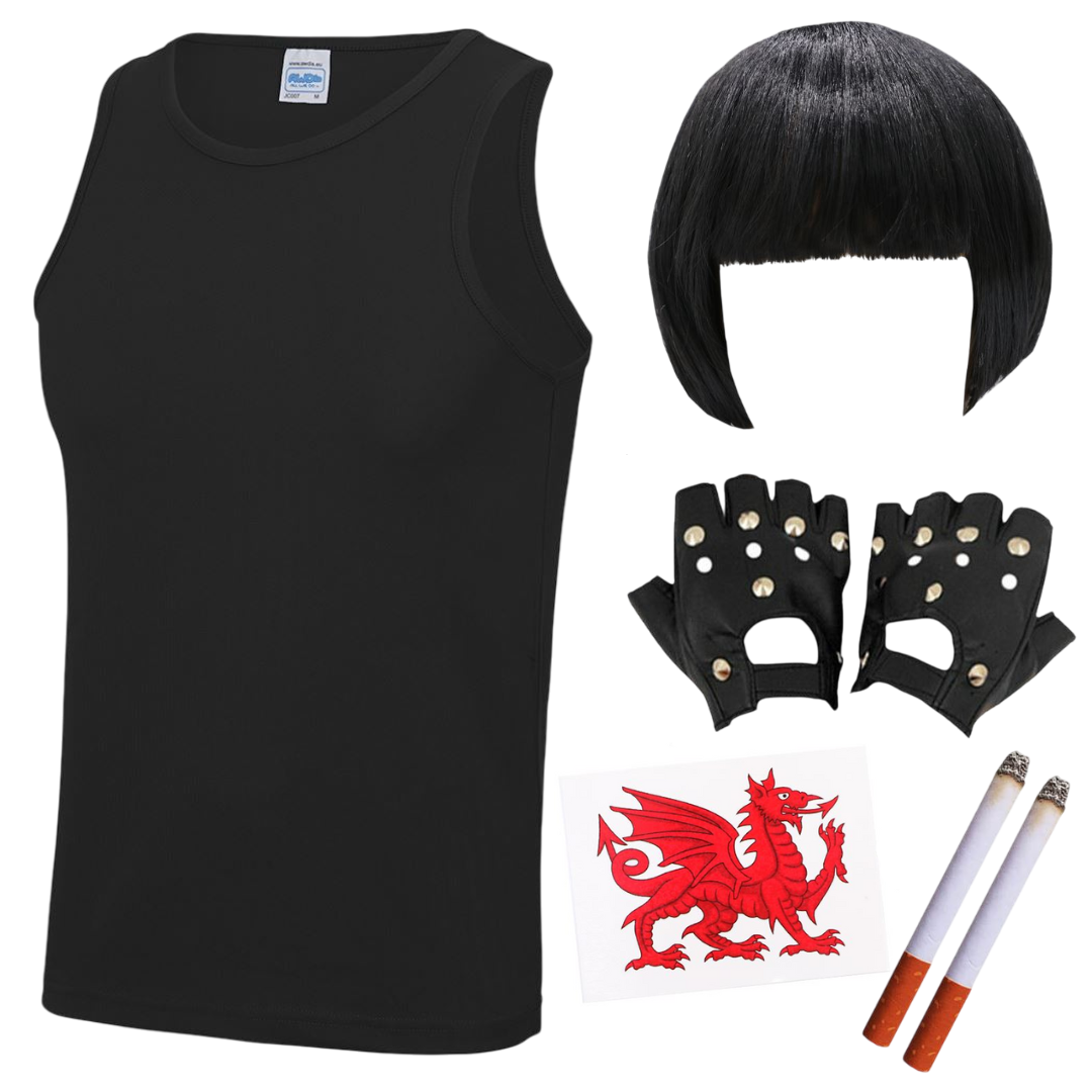 Nessa Costume | 5 Pcs | Vest Wig, Cigs, Tattoos & Gloves