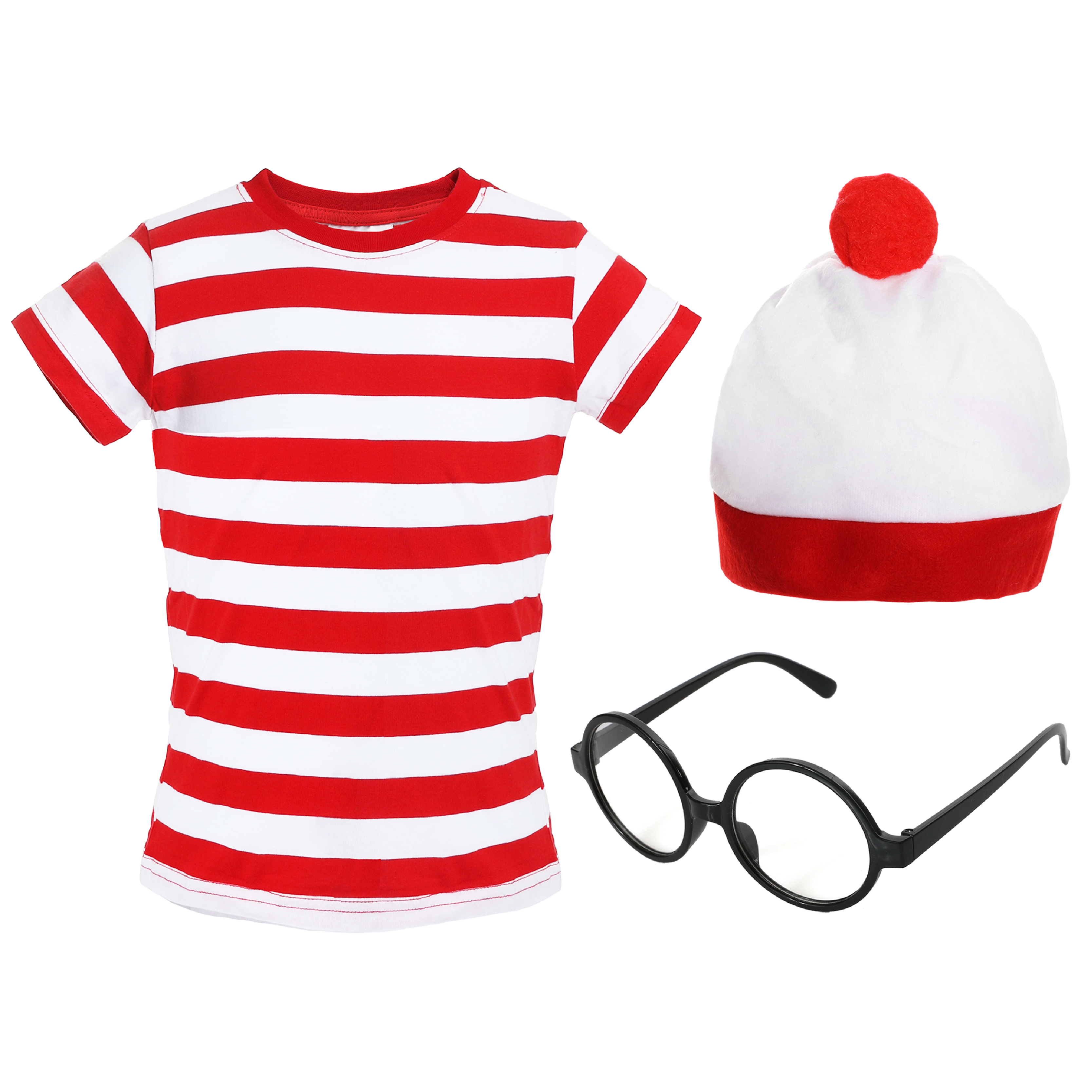 Childs Find Me Costume - Short Sleeve Top, Bobble Hat & Round Glasses