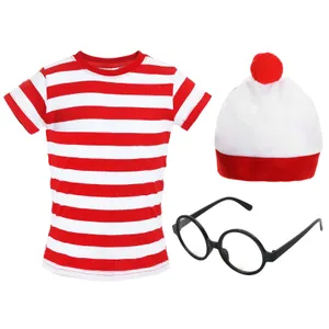 Childs Find Me Costume - Short Sleeve Top, Bobble Hat & Round Glasses