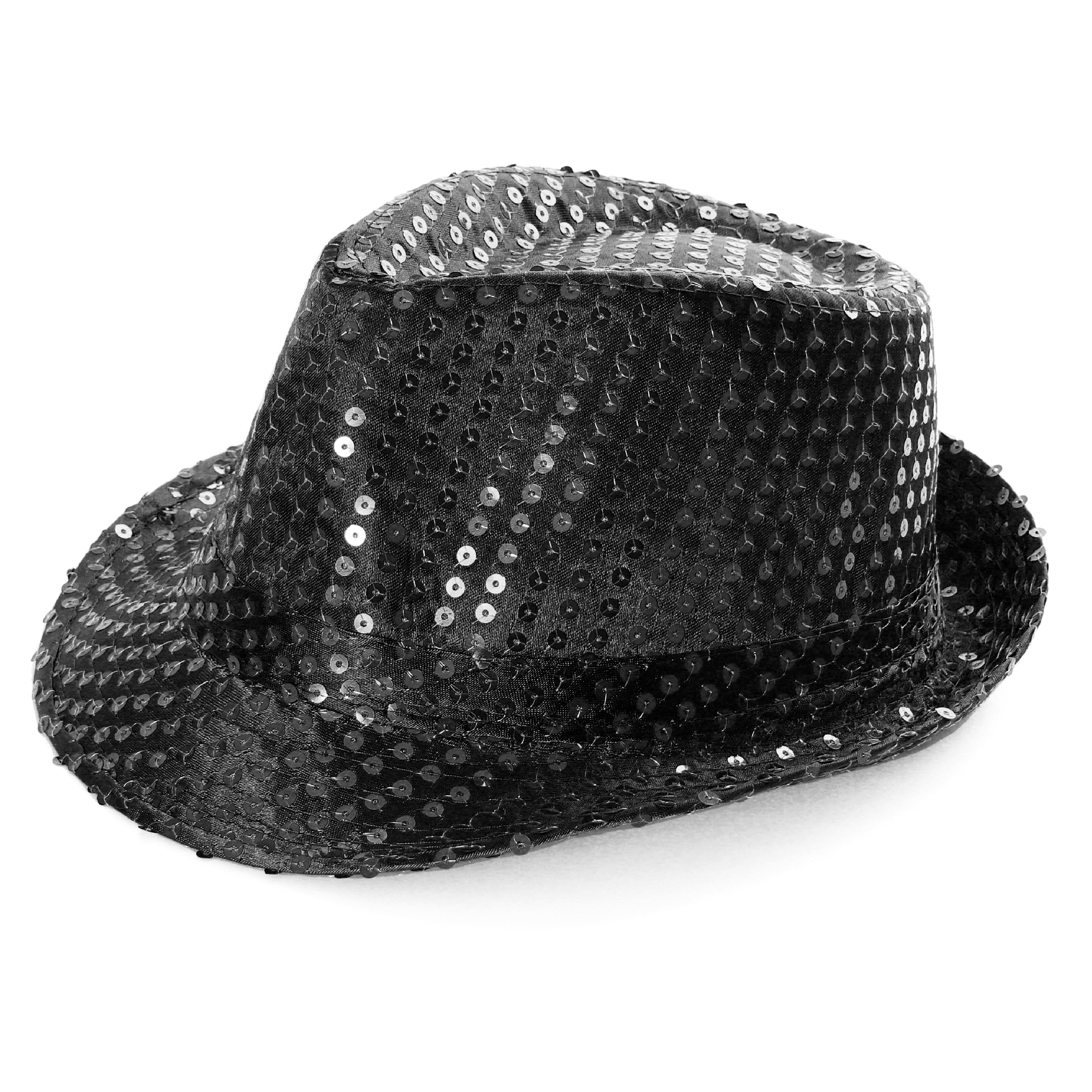 Black Sequin Fedora Hat