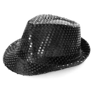 Black Sequin Fedora Hat