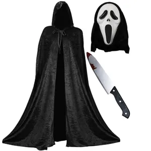 Adults Screamer Costume Set - Cape, Mask & Knife Prop