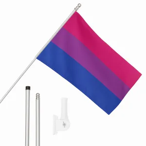 Large 5ft X 3ft Bisexual Flag with 6ft Pole & Wall Bracket