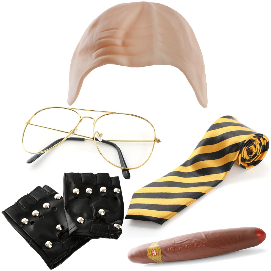 Terry Tibbs Inspired Accessory Set | 5 Pcs | Bald Cap, Glasses, Gloves, Tie & Fake Cigar