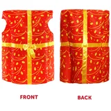 christmas present fancy dress outfit CHRISTMAS PRESENT COSTUME XMAS PARTY NOVELTY GIFT FESTIVE FANCY DRESS RED GOLD