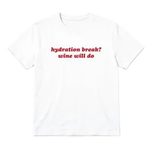Ladies Hydration Break Football Baby Tee | Women's Funny England Supporter T-Shirt | White "Hydration Break, Wine will do?" Graphic Top